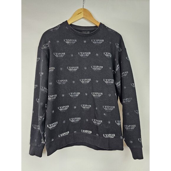 ASOS Men's Sweatshirt Size Small Black L'espoir Long Sleeve Fleece Shirt - Picture 1 of 9